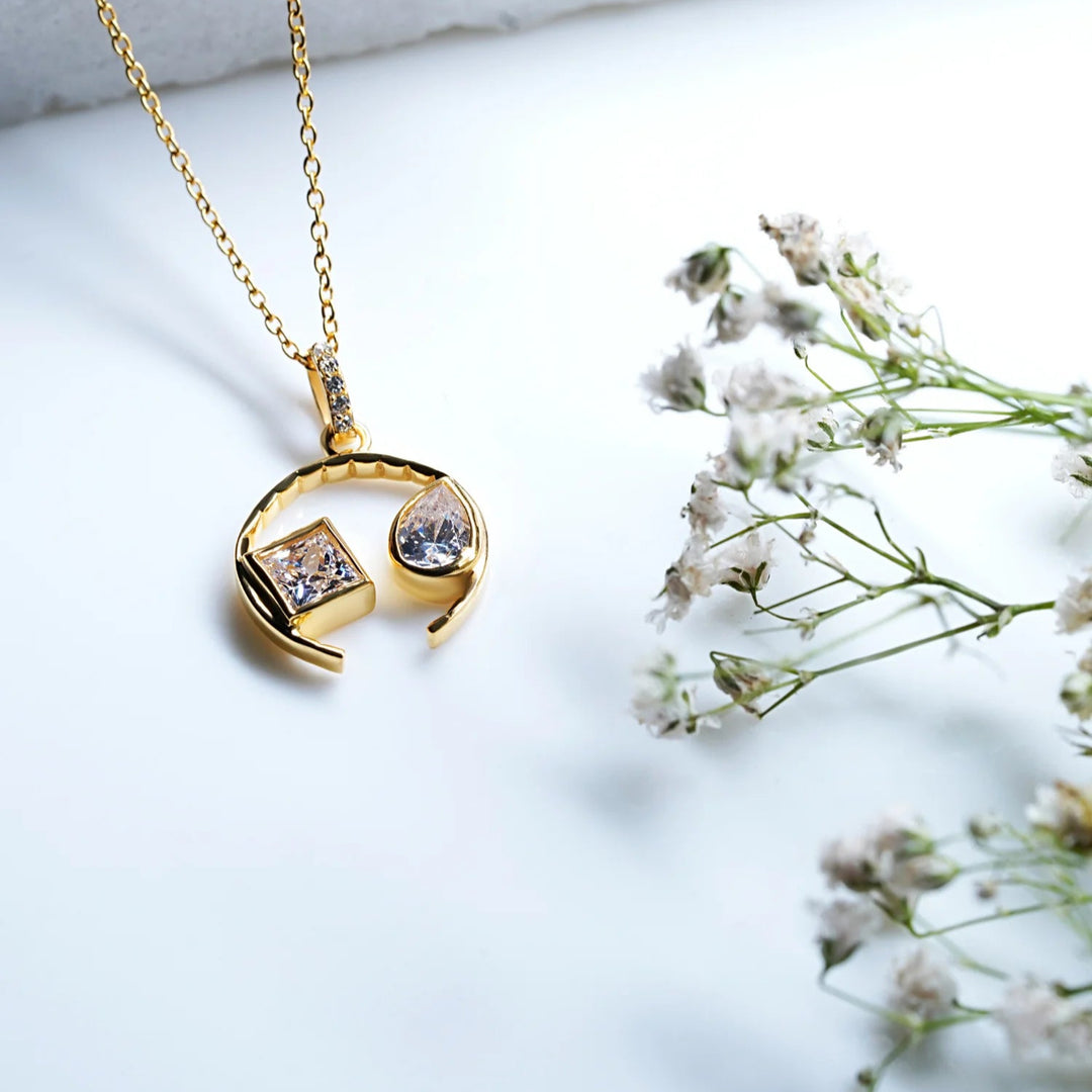 Sterling Silver Circle Necklace, 18K Gold Plated