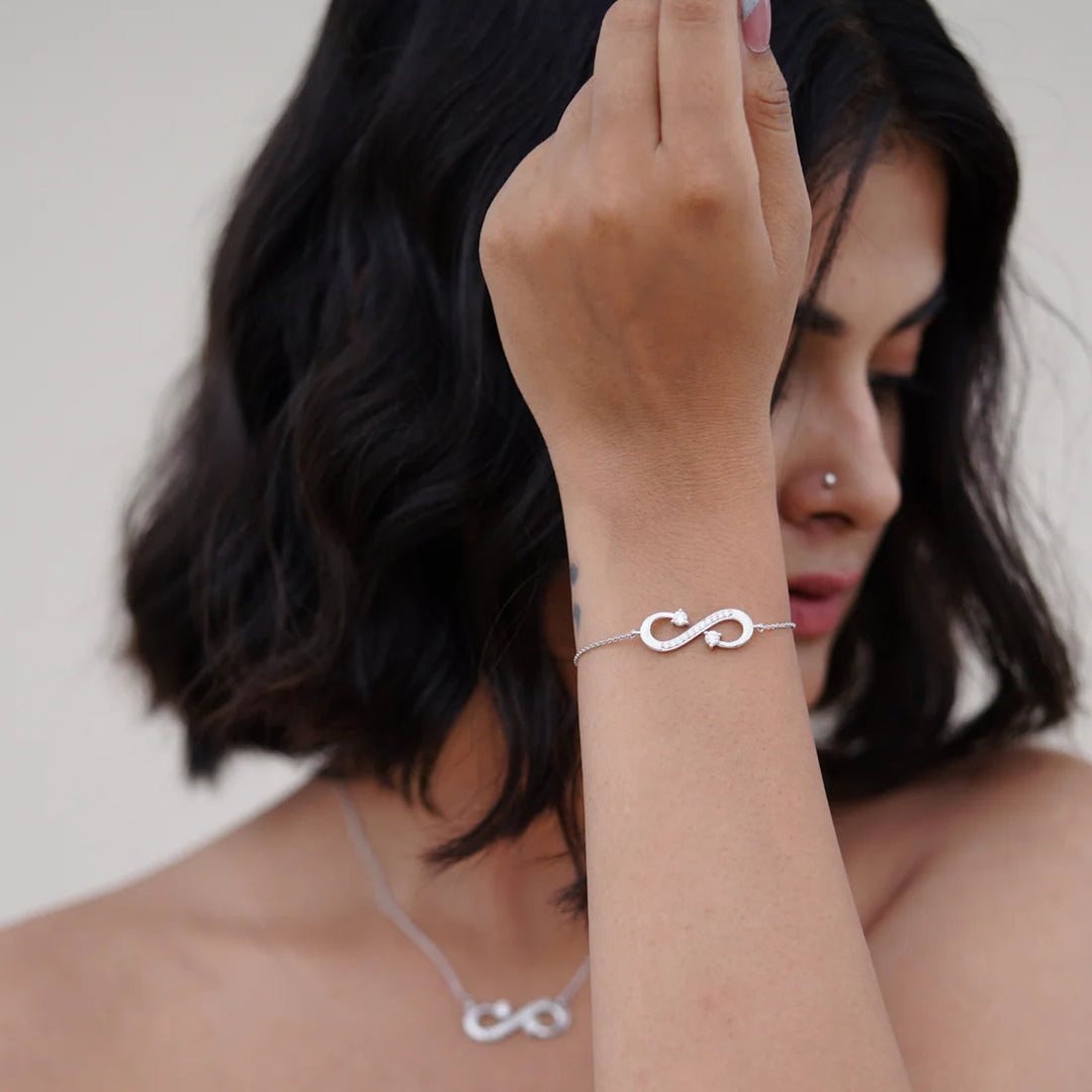 Silver Grand Infinity Bracelet, Rhodium Plated