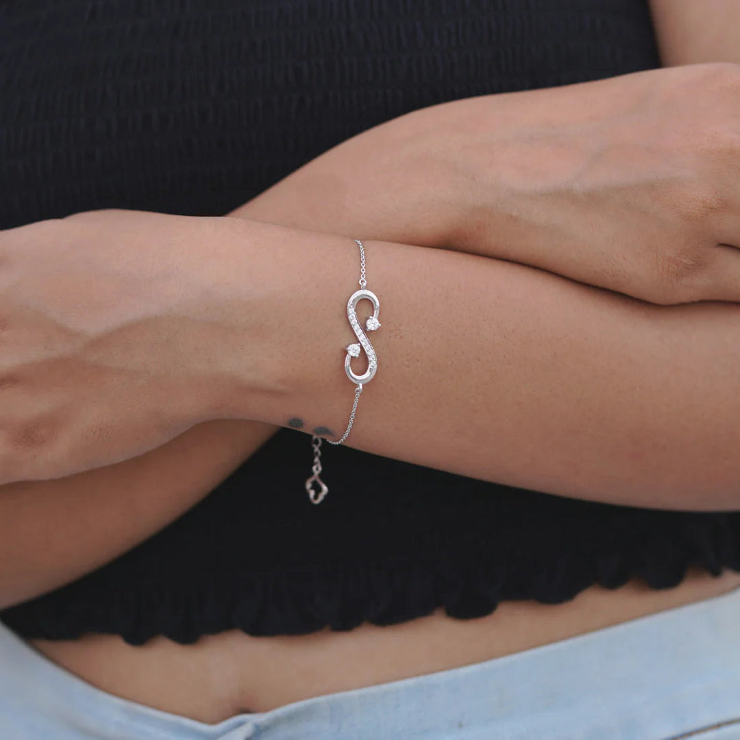 Silver Grand Infinity Bracelet, Rhodium Plated
