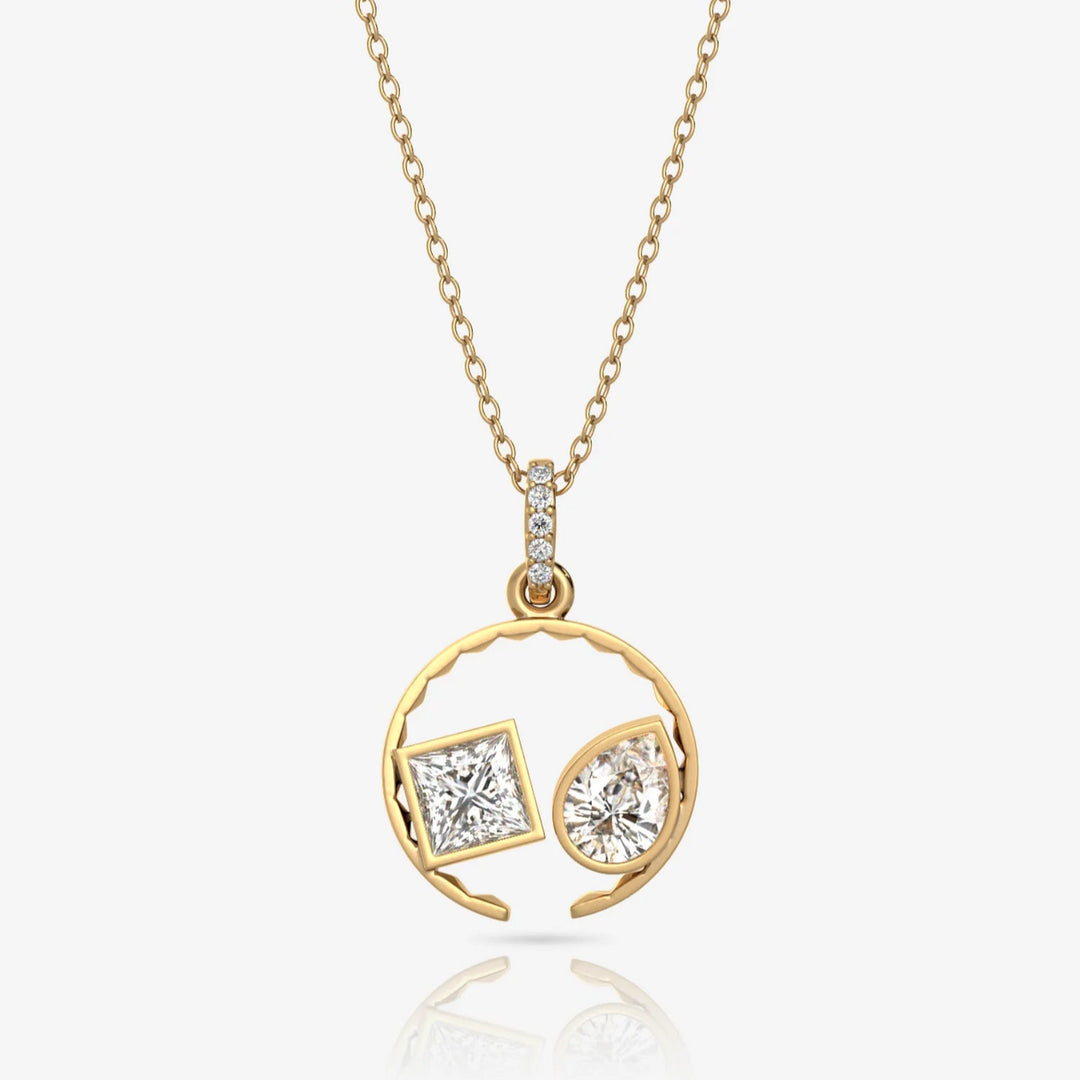 Sterling Silver Circle Necklace, 18K Gold Plated