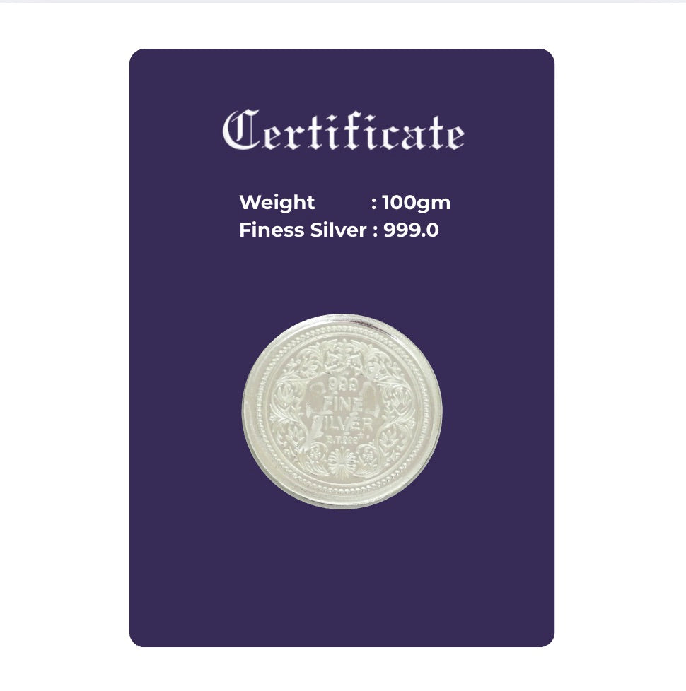 Vihaan's Silver Coin | Pure 999 Silver | 100gm