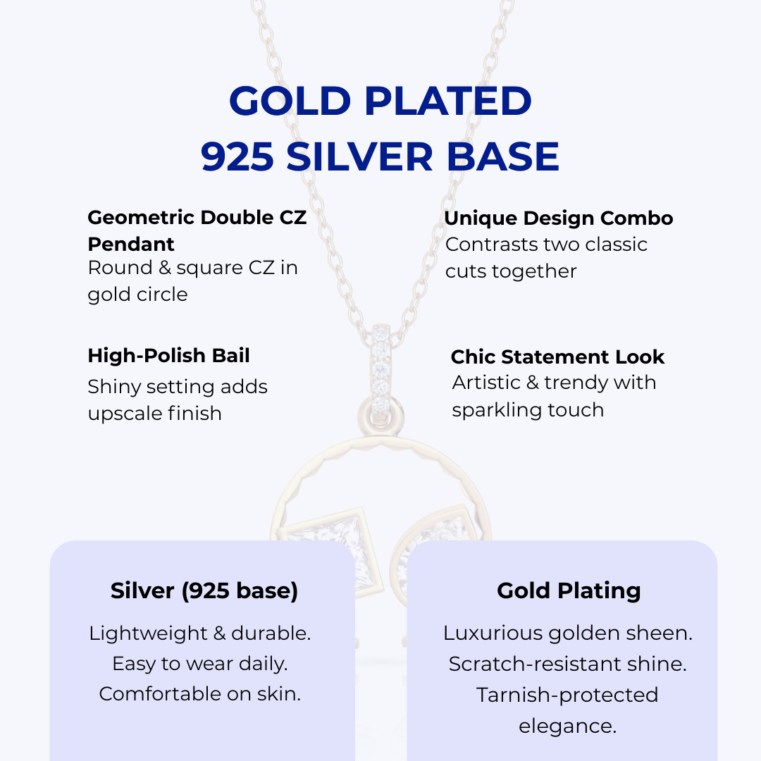 Sterling Silver Circle Necklace, 18K Gold Plated
