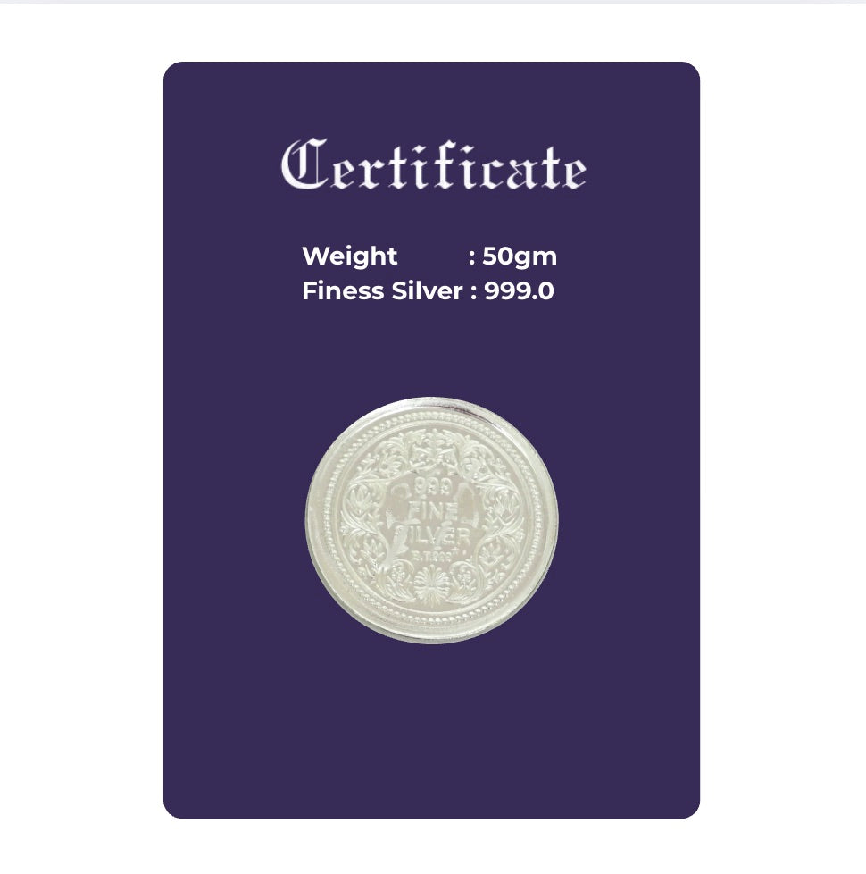 Vihaan's Silver Coin | Pure 999 Silver | 50gm