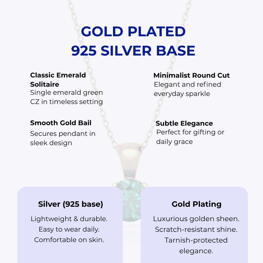 Silver Pendant Necklace, 18k Gold Plated
