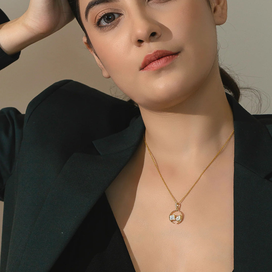 Sterling Silver Circle Necklace, 18K Gold Plated
