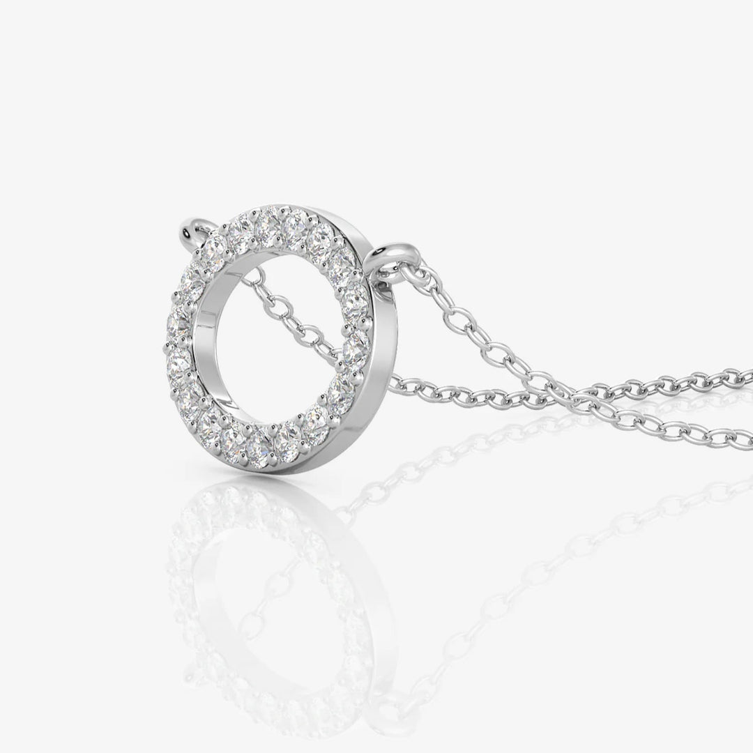 Silver Oval Necklace, Rhodium Plated