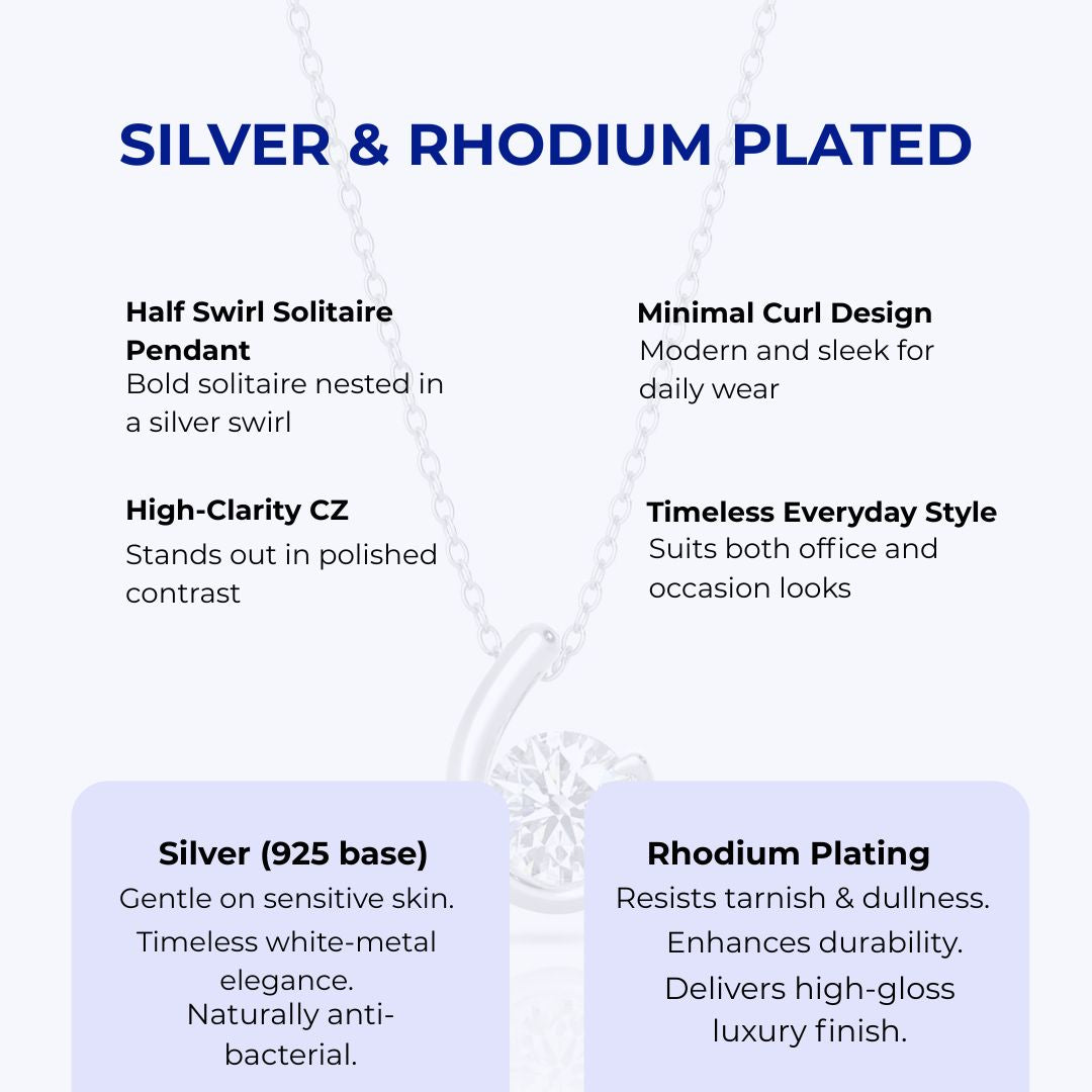 Silver Necklace & Rhodium Plated
