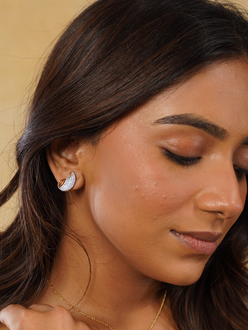 Zircon Stone Peacock Shaped Gold Plated Necklace With Earrings