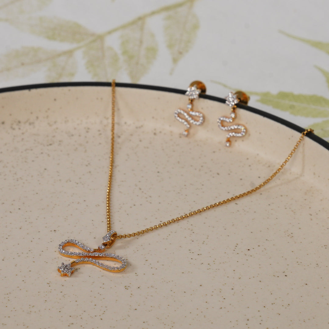 Zircon Stone Infinity Necklace With Earrings