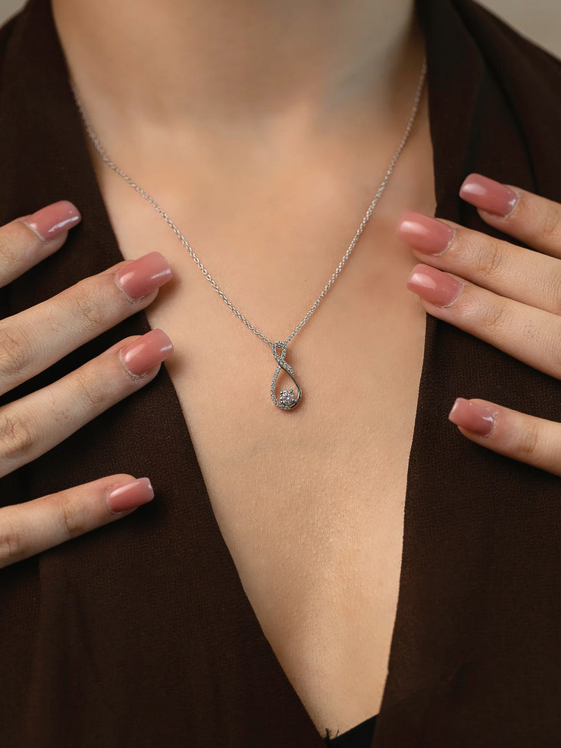 Infinity Necklace Silver & Rhodium Plated
