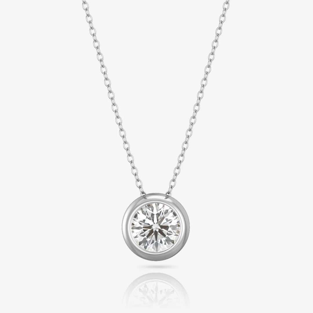 Silver Solitaire Necklace & Rhodium Plated