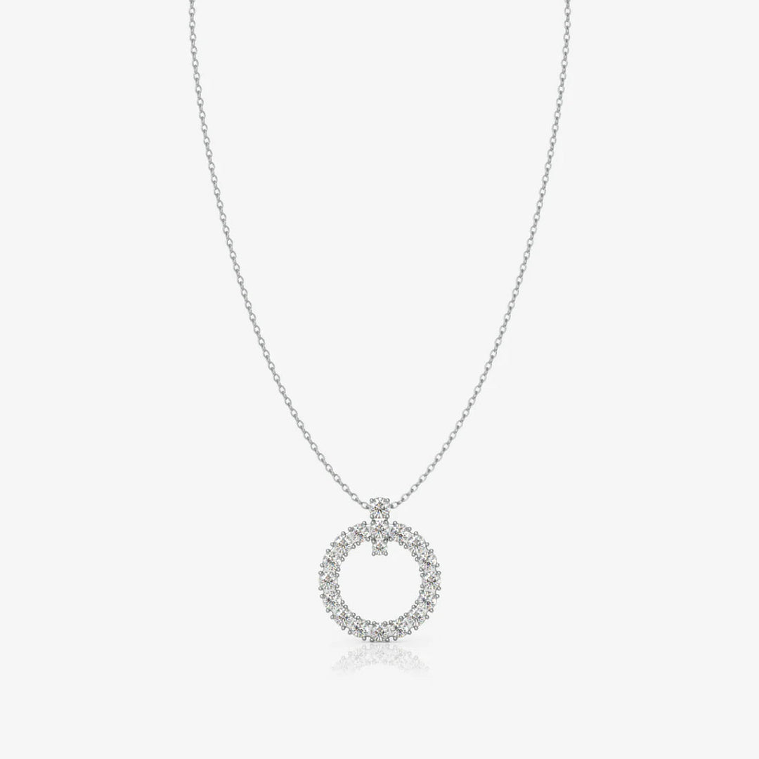 Silver Circle Necklace, Rhodium Plated