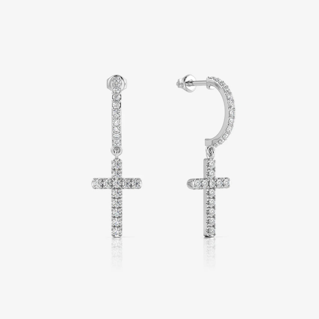 Cross Hoop Earrings 925 Silver