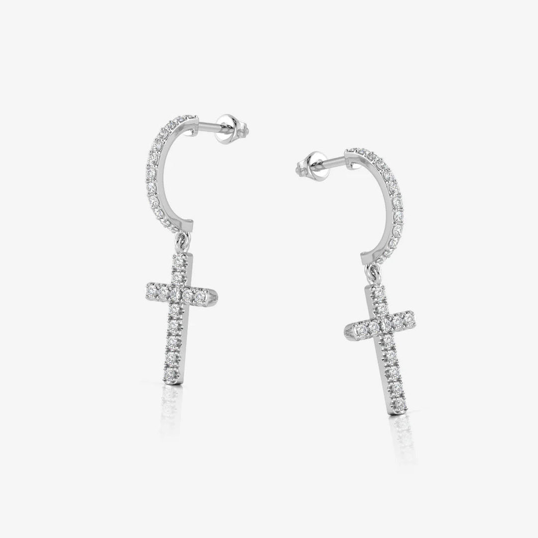 Cross Hoop Earrings 925 Silver