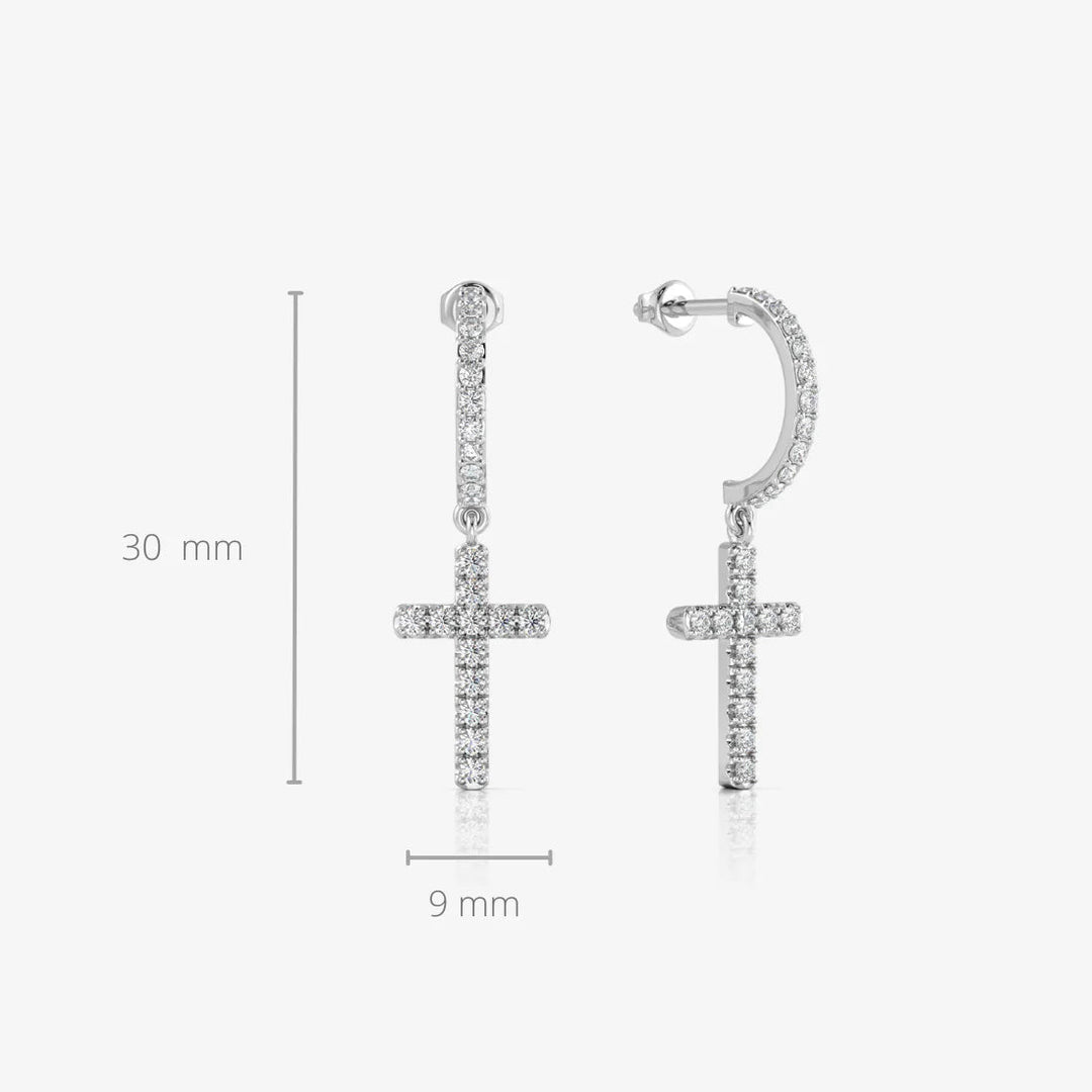 Cross Hoop Earrings 925 Silver