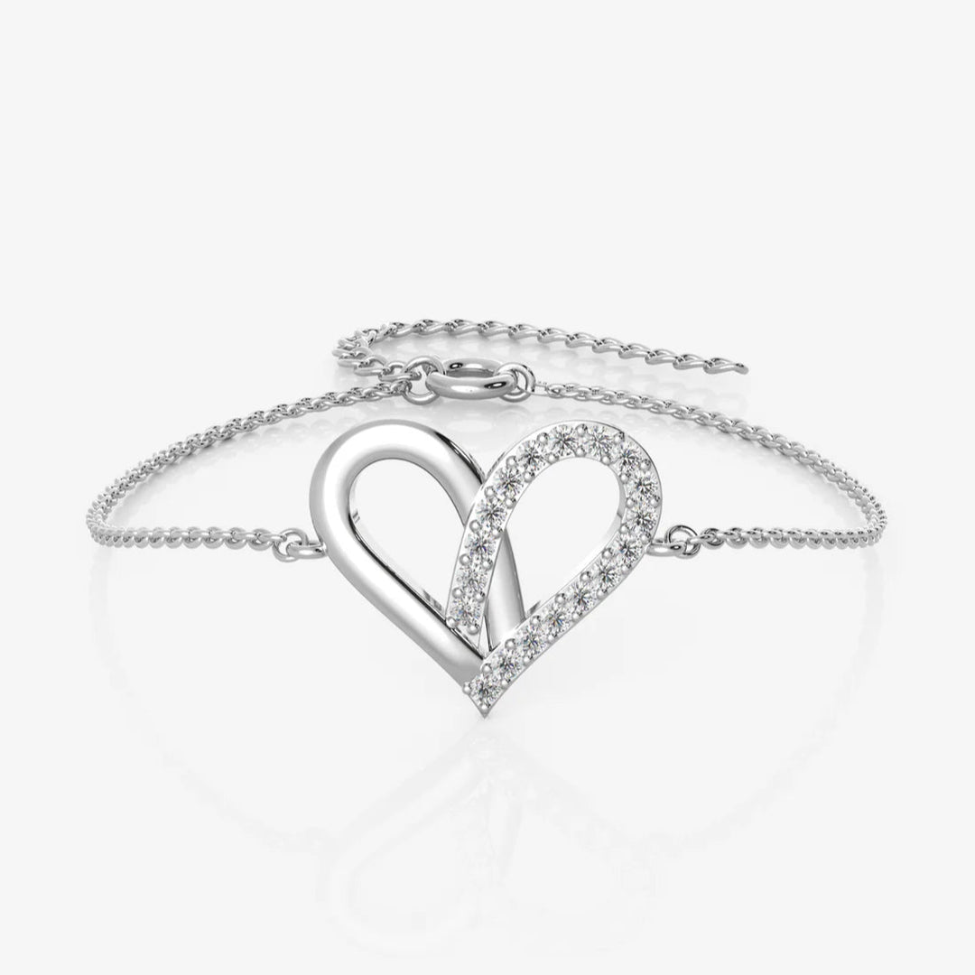 Silver Gorgeous Heart Bracelet, Rhodium Plated