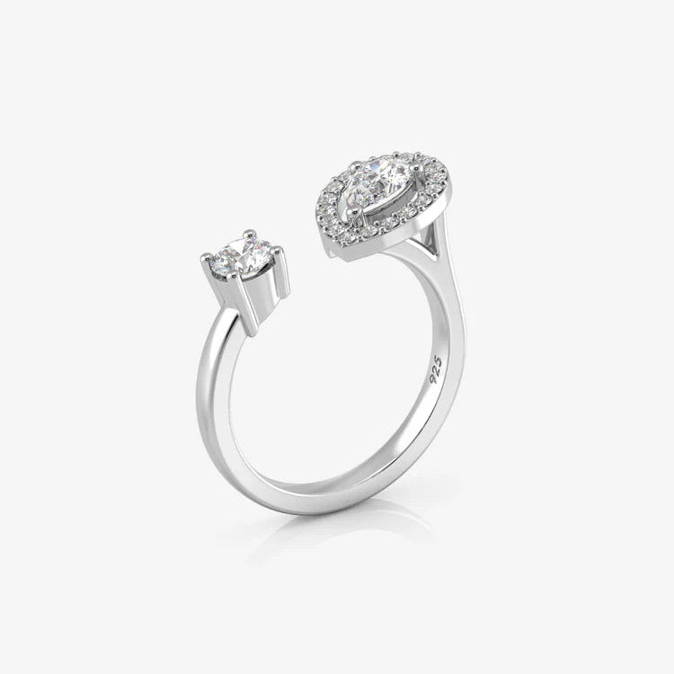 Silver Nova Ring, Adjustable & Rhodium Plated