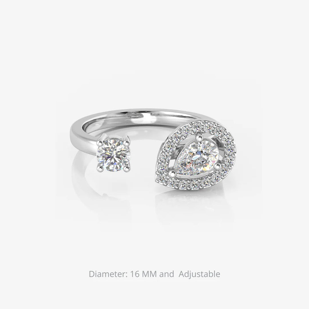 Silver Nova Ring, Adjustable & Rhodium Plated