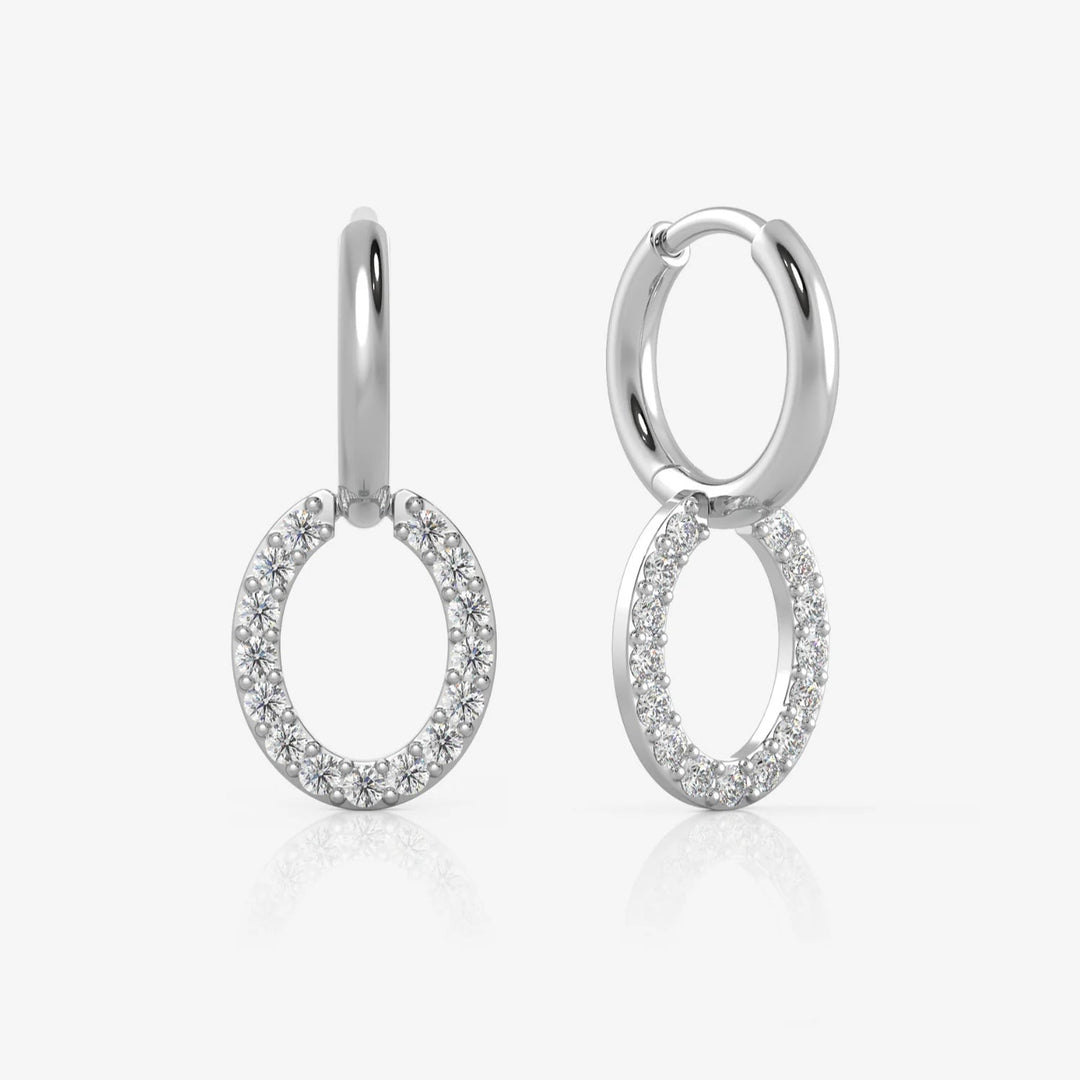 Silver Oval Earrings, Rhodium Plated