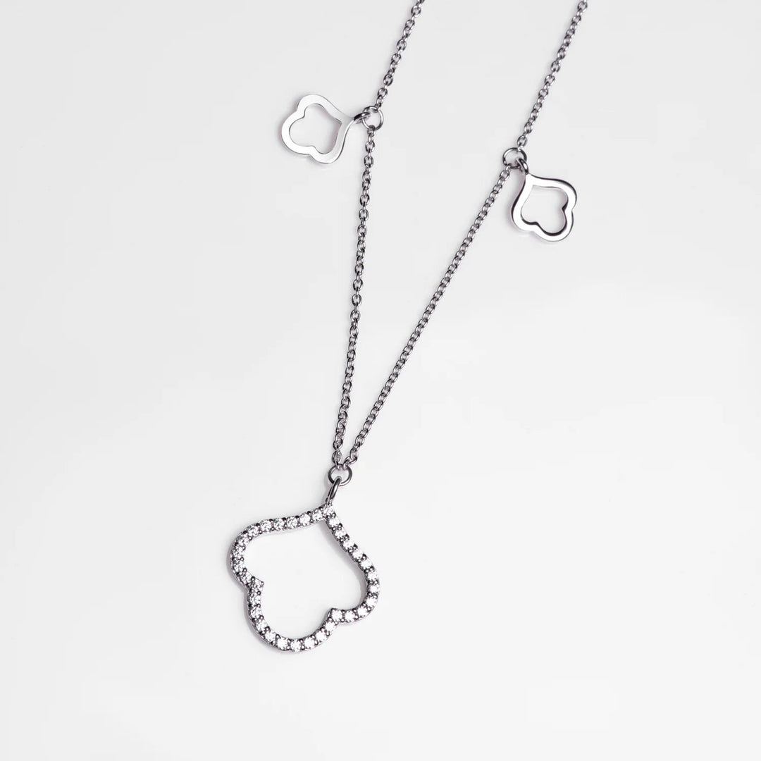 Silver Pendant Necklace, Rhodium Plated