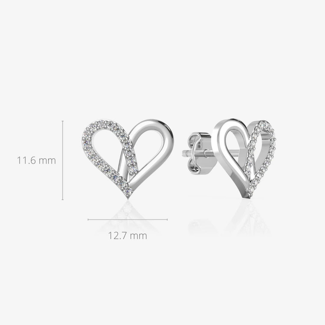 Heart Earrings Silver & Rhodium Plated