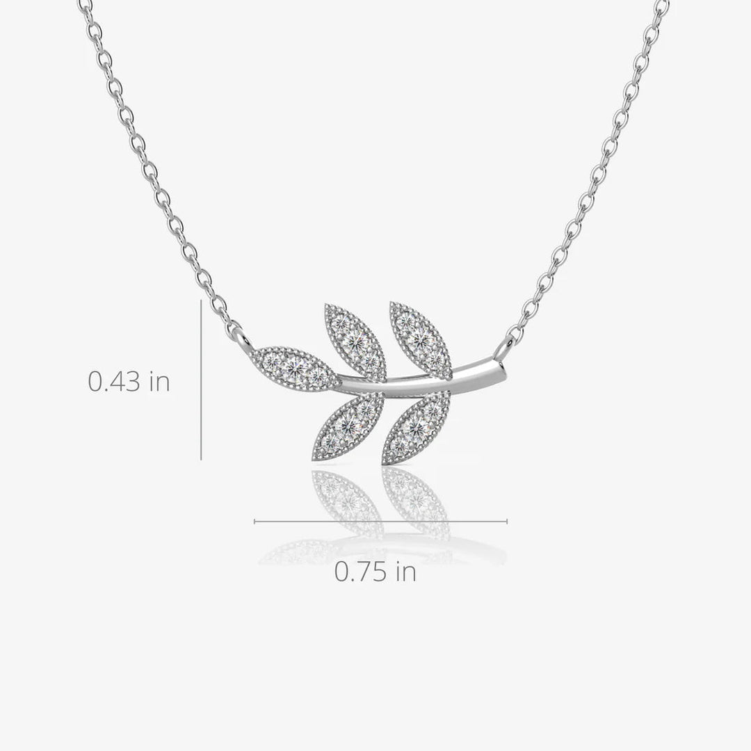 Silver Fairy Leaf Necklace, Rhodium Plated