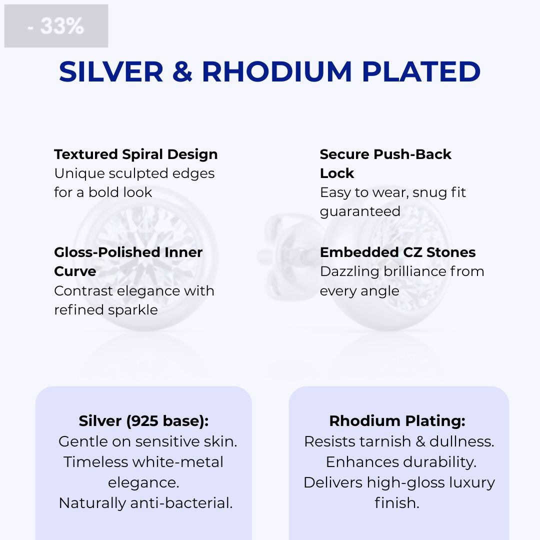 Silver Earrings and Rhodium Plated