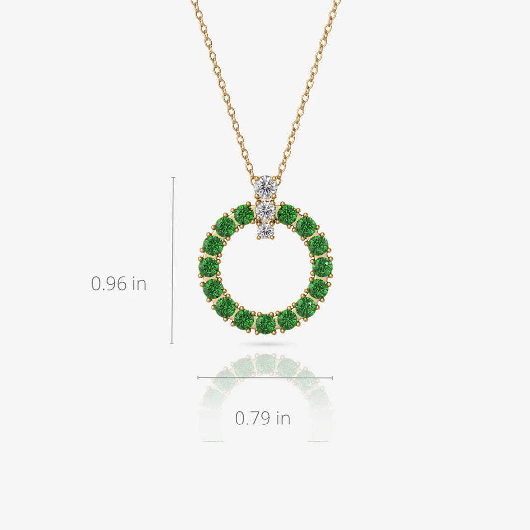 Emerald Circle Necklace, Sterling Silver