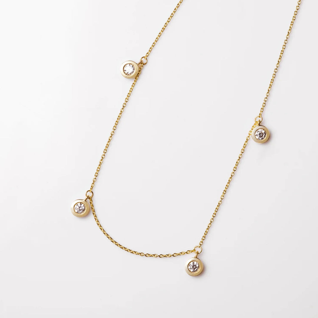 Silver Round Necklace, 18K Gold Plated