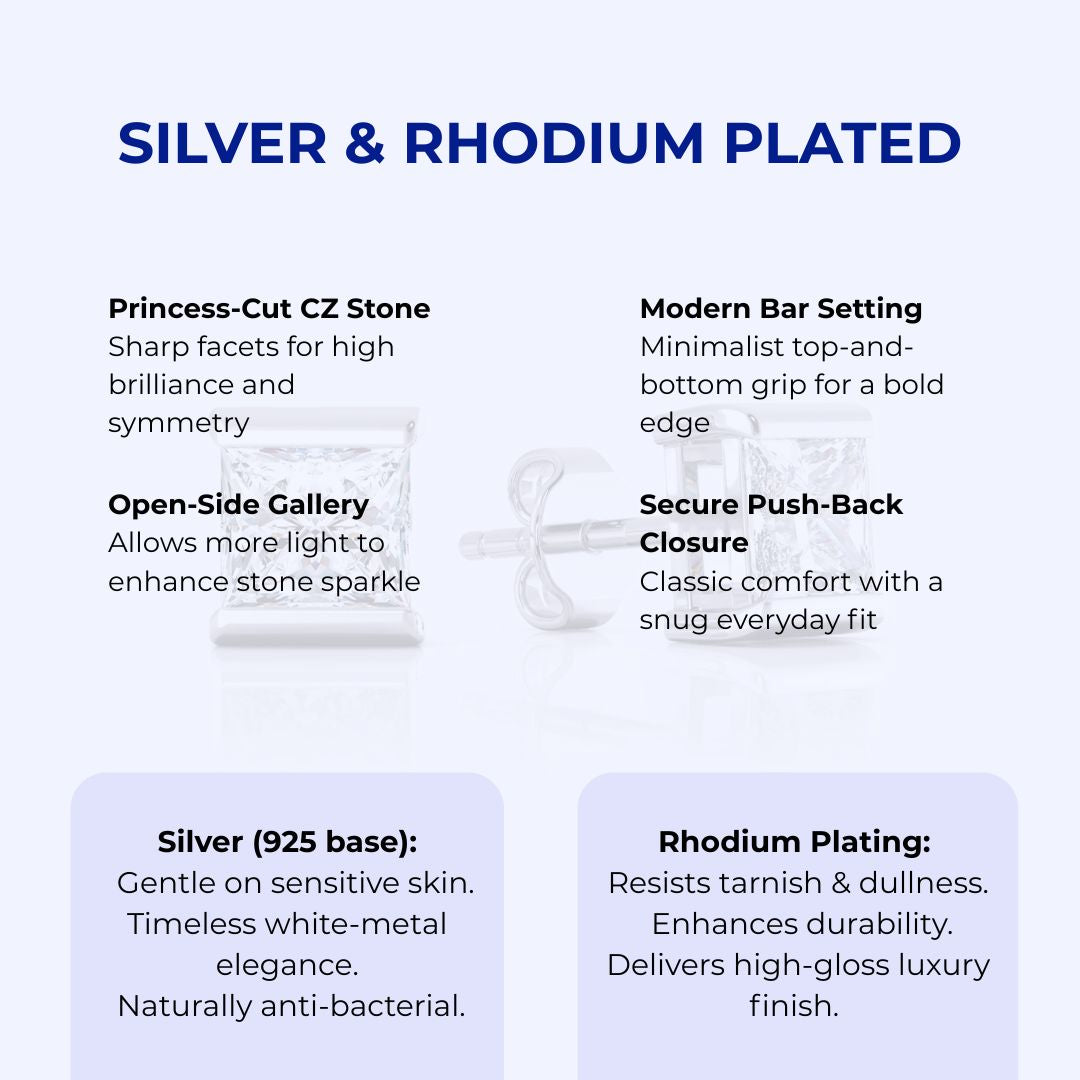 Silver Earrings & Rhodium Plated