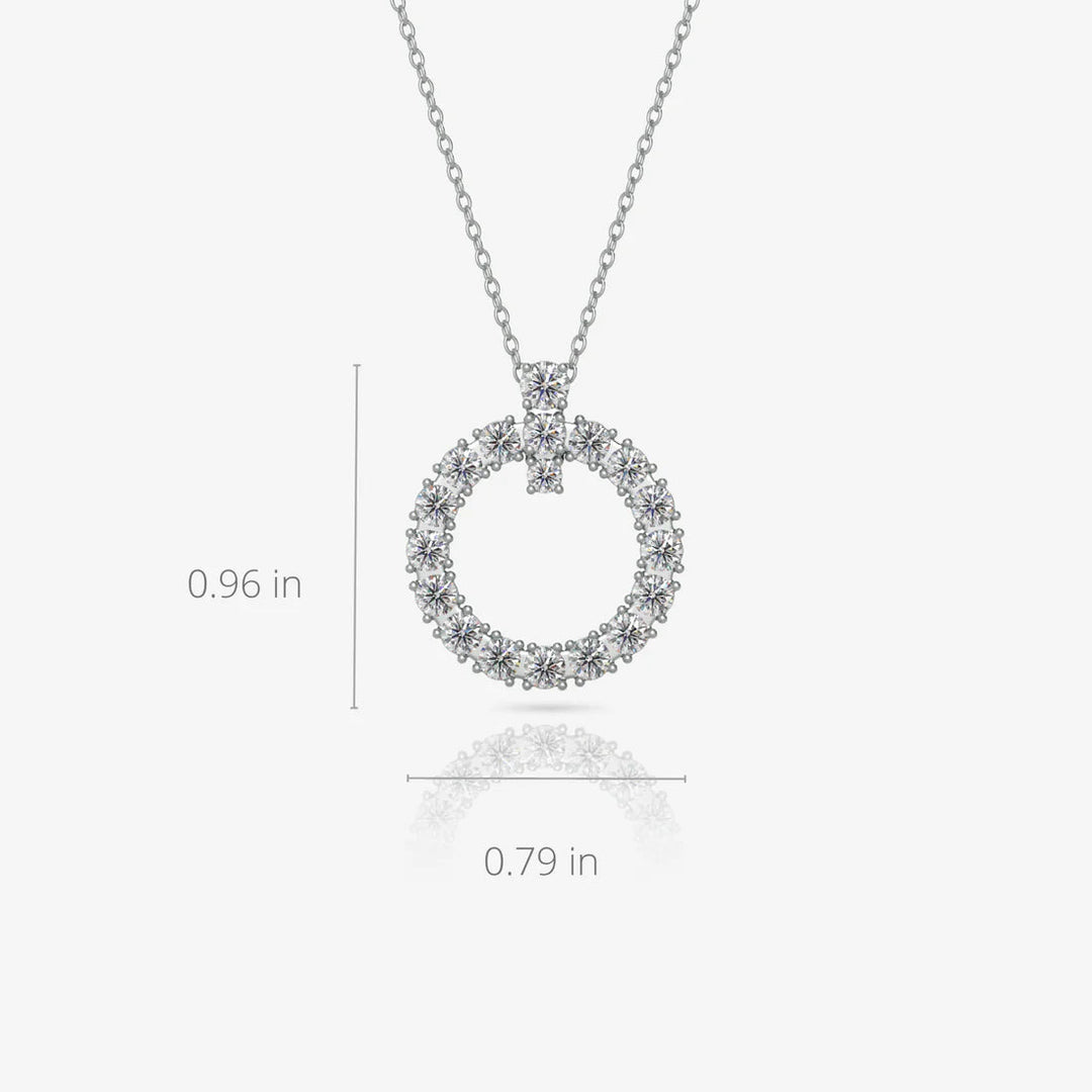 Silver Circle Necklace, Rhodium Plated