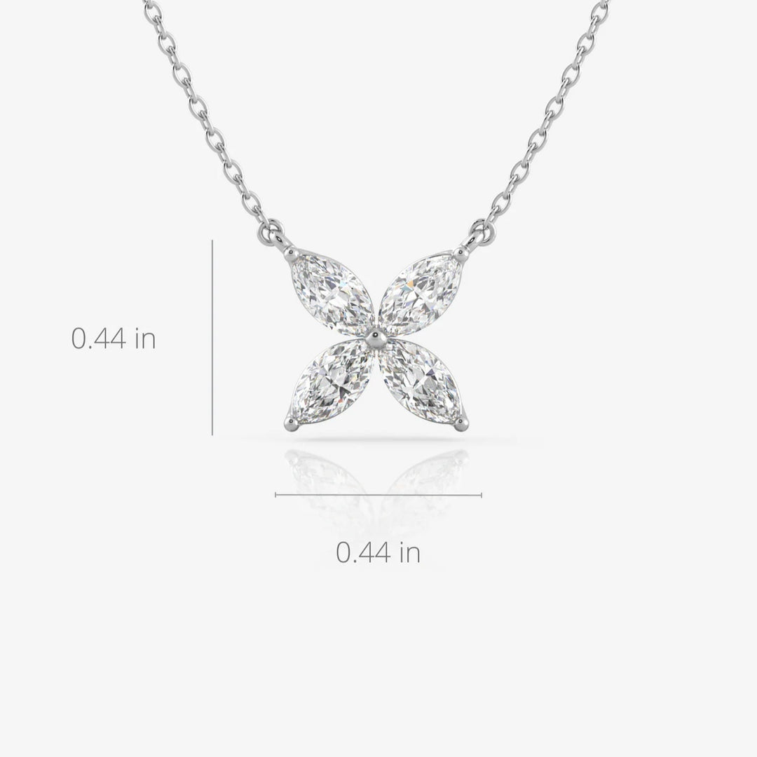 Silver Flora Necklace, Rhodium Plated
