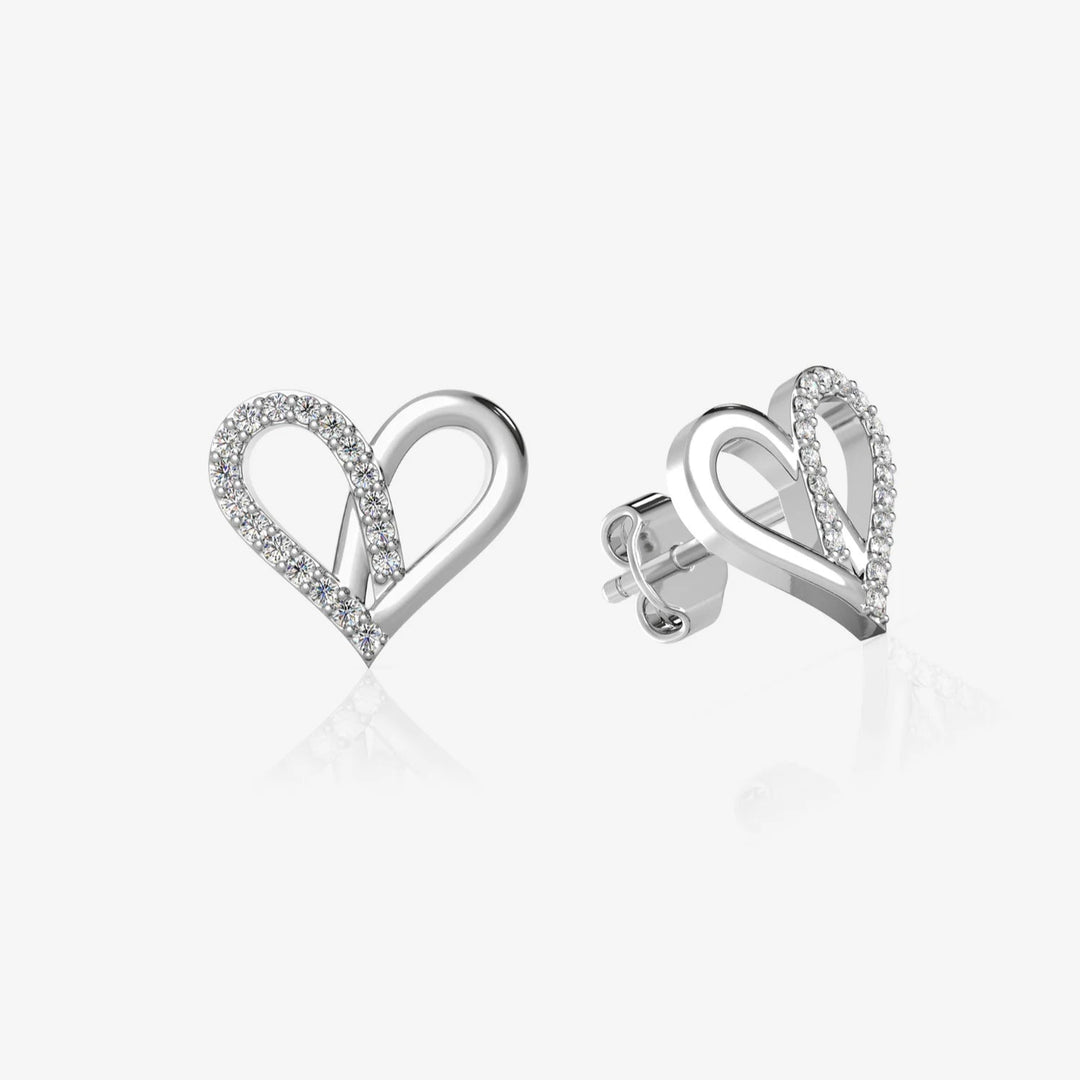 Heart Earrings Silver & Rhodium Plated
