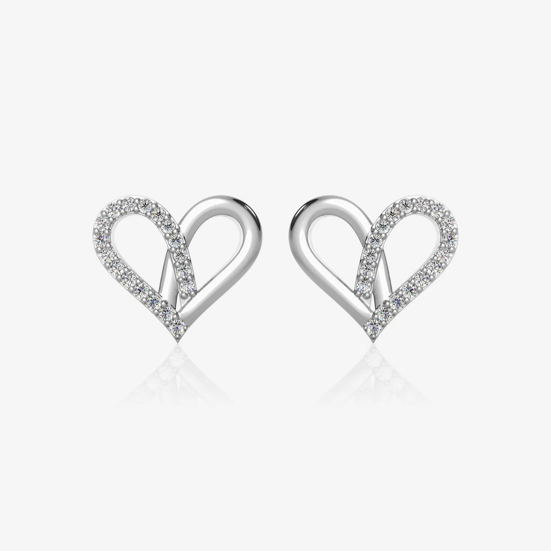 Heart Earrings Silver & Rhodium Plated