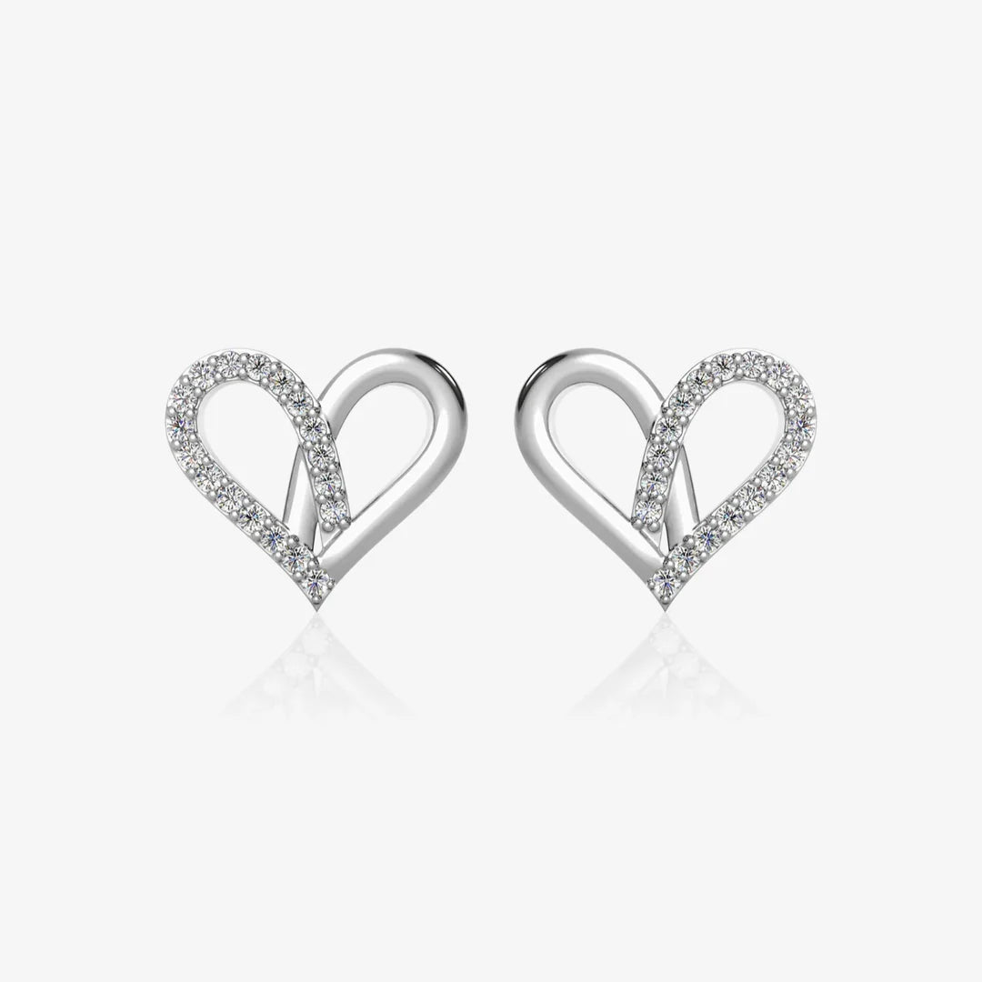 Heart Necklace Silver & Rhodium Plated Set
