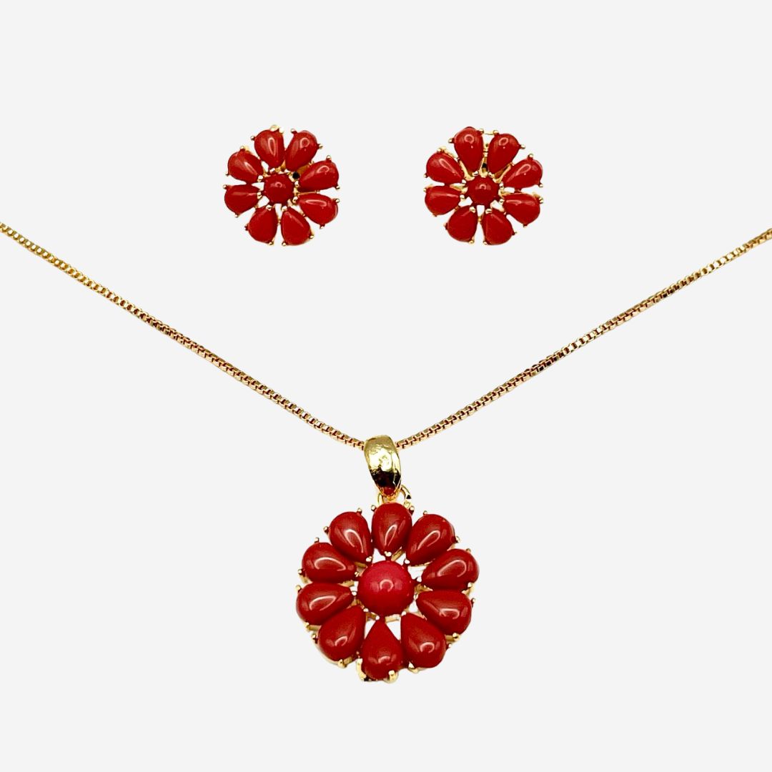 Red Blossom Jewelry Set