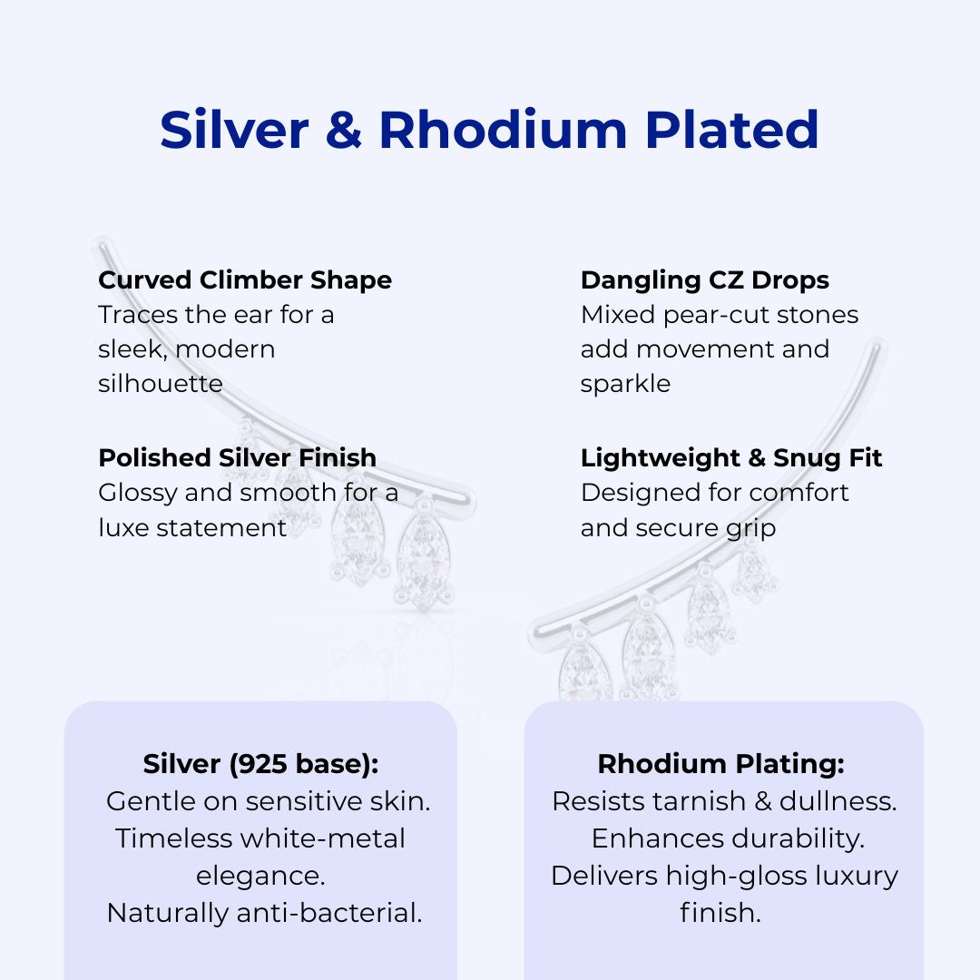 Silver Earrings Rhodium Plated
