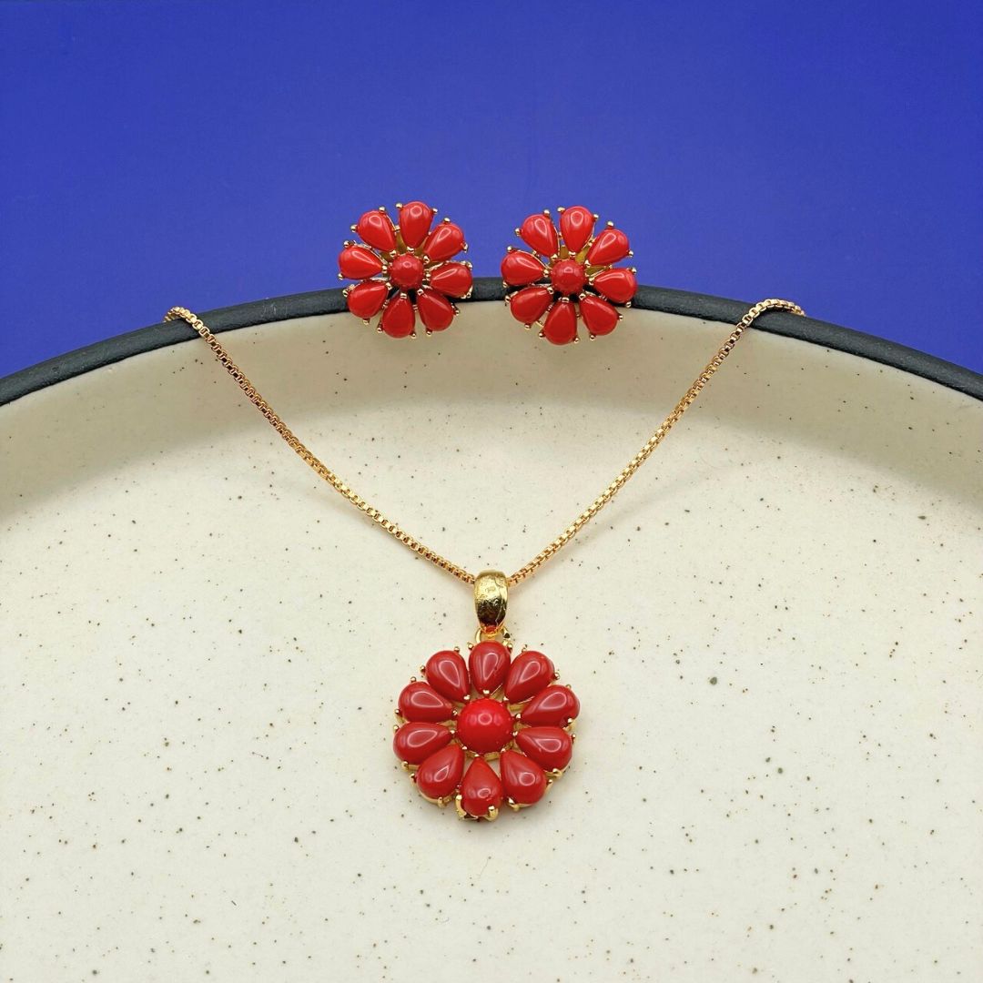Red Blossom Jewelry Set