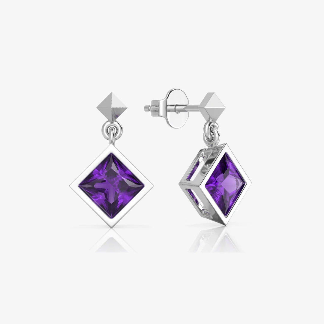 Amethyst Drop Earrings 925 Silver