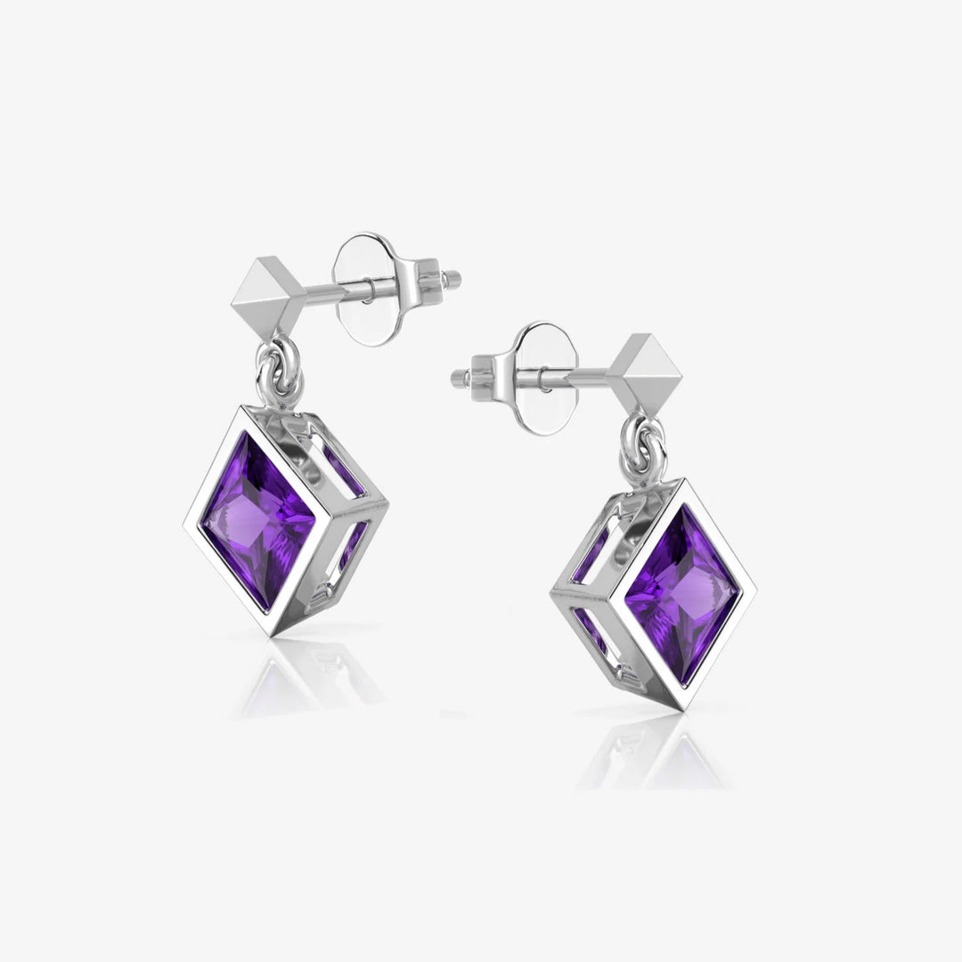 Amethyst Drop Earrings 925 Silver
