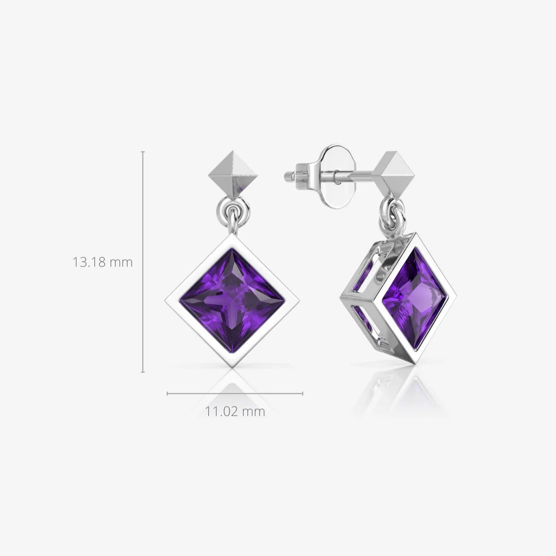 Amethyst Drop Earrings 925 Silver