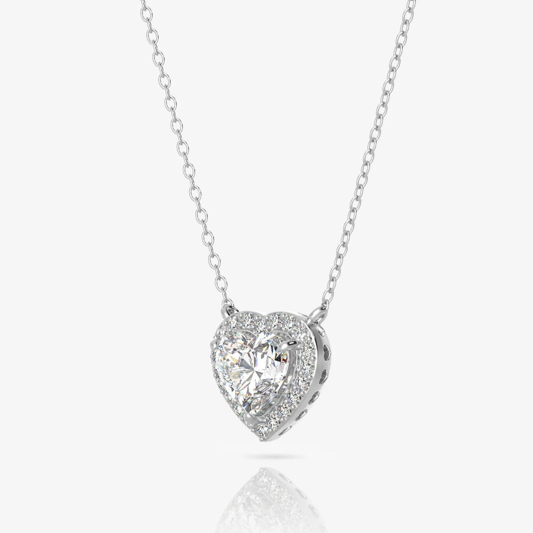 Silver Heart Necklace and Rhodium Plated