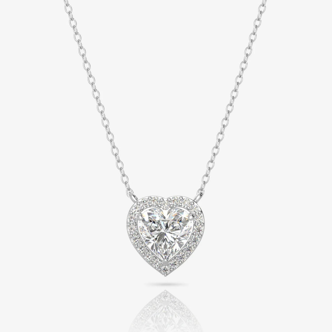 Silver Heart Necklace and Rhodium Plated
