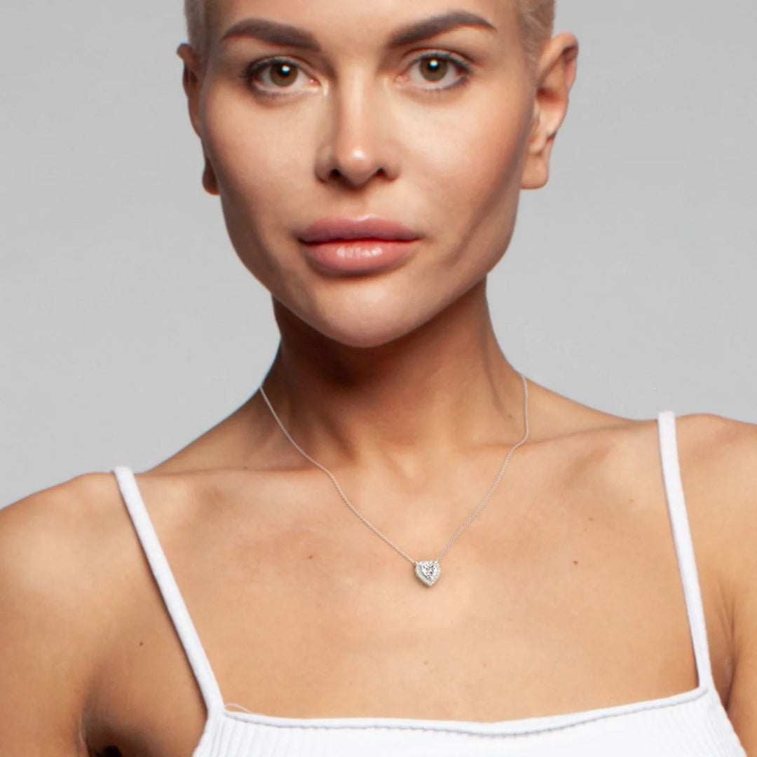 Silver Heart Necklace and Rhodium Plated