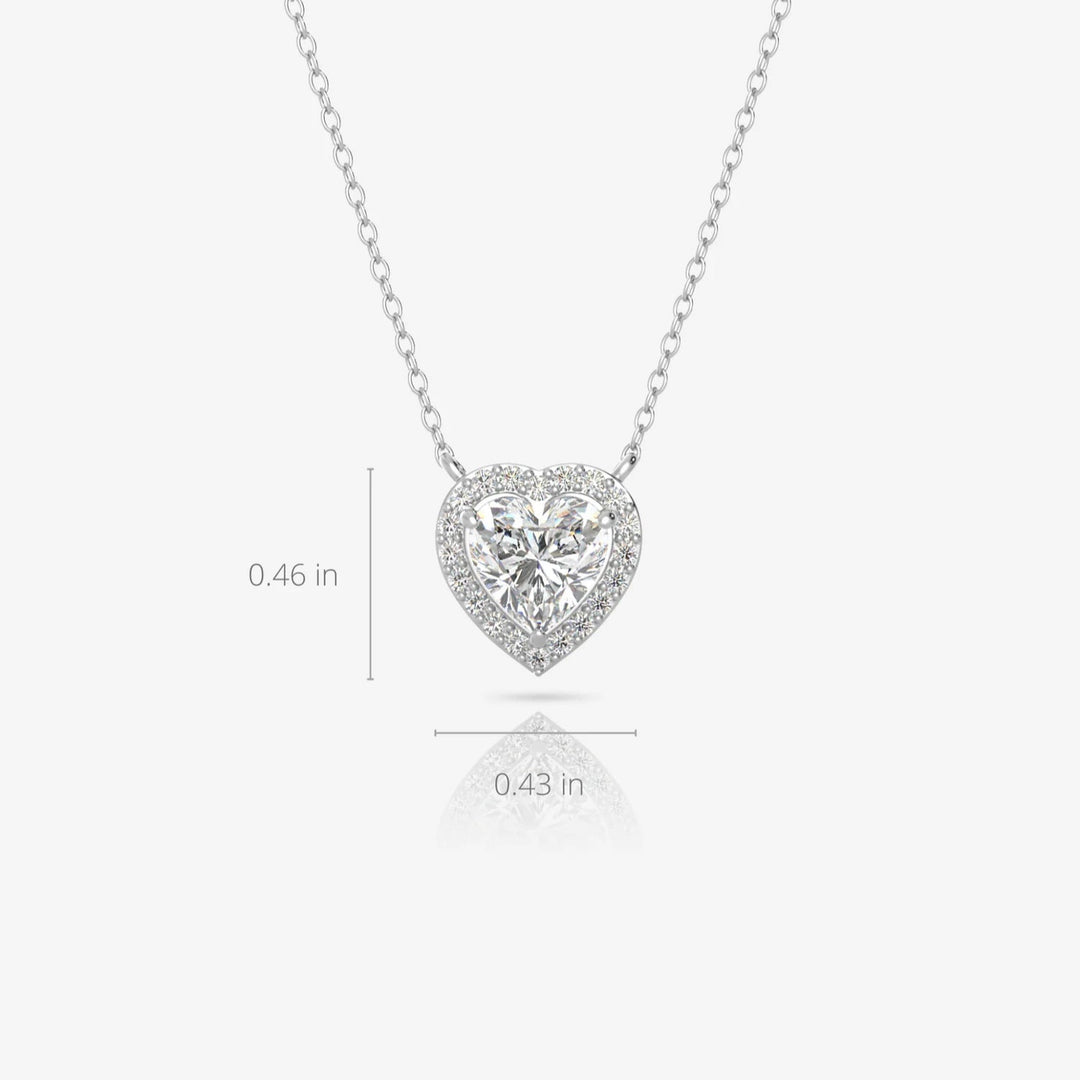 Silver Heart Necklace and Rhodium Plated