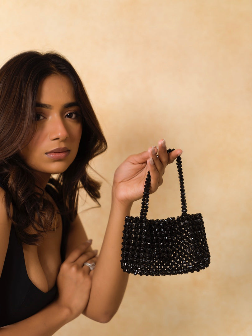 Noir Elegance Beaded Purse