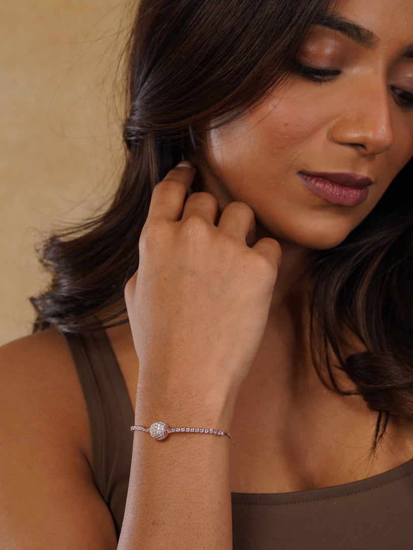 Zircon Sphere Rose Gold Chain Bracelet