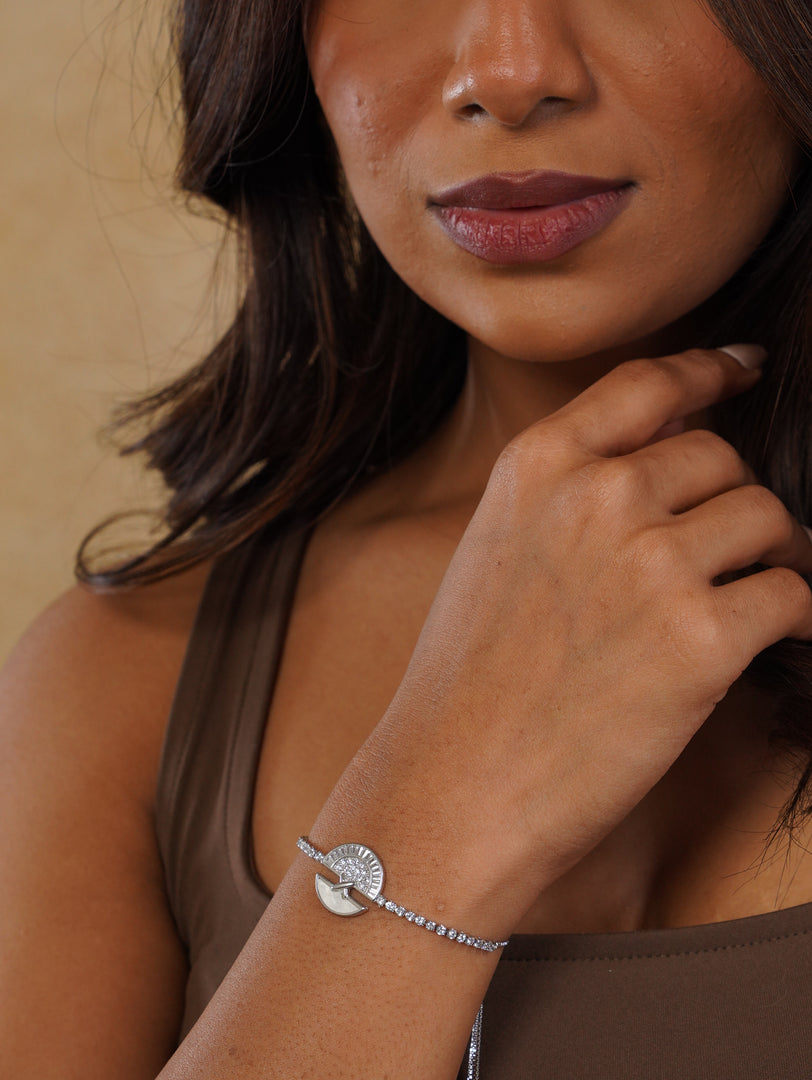 Crescent Moon Zircon Stone Chain Bracelet