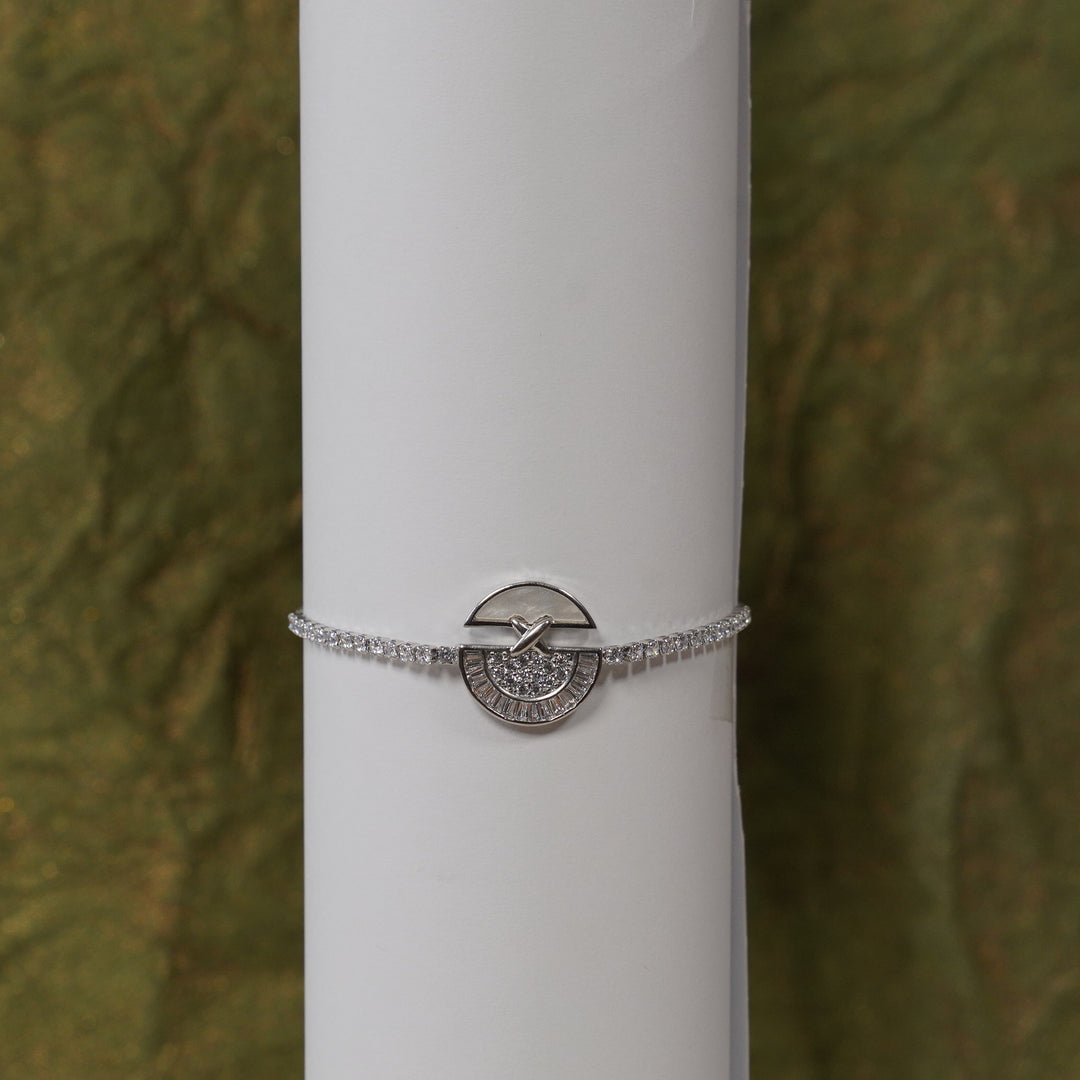 Crescent Moon Zircon Stone Chain Bracelet