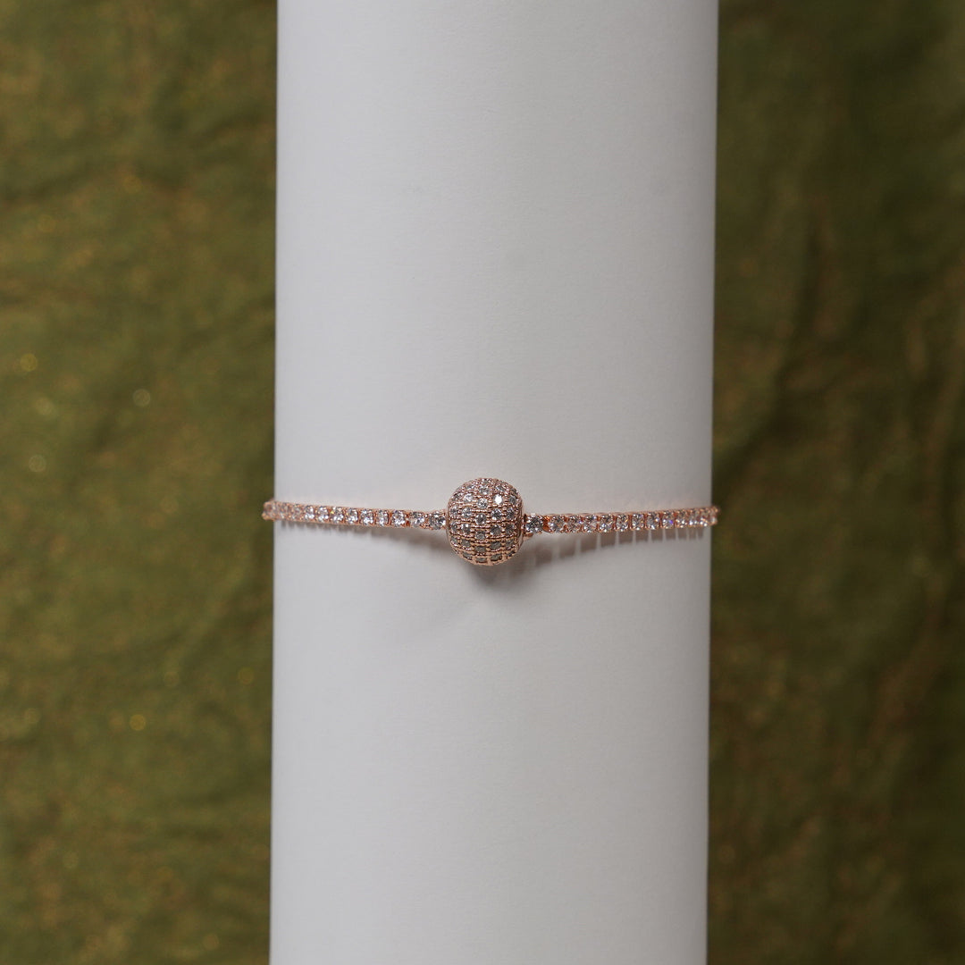 Zircon Sphere Rose Gold Chain Bracelet